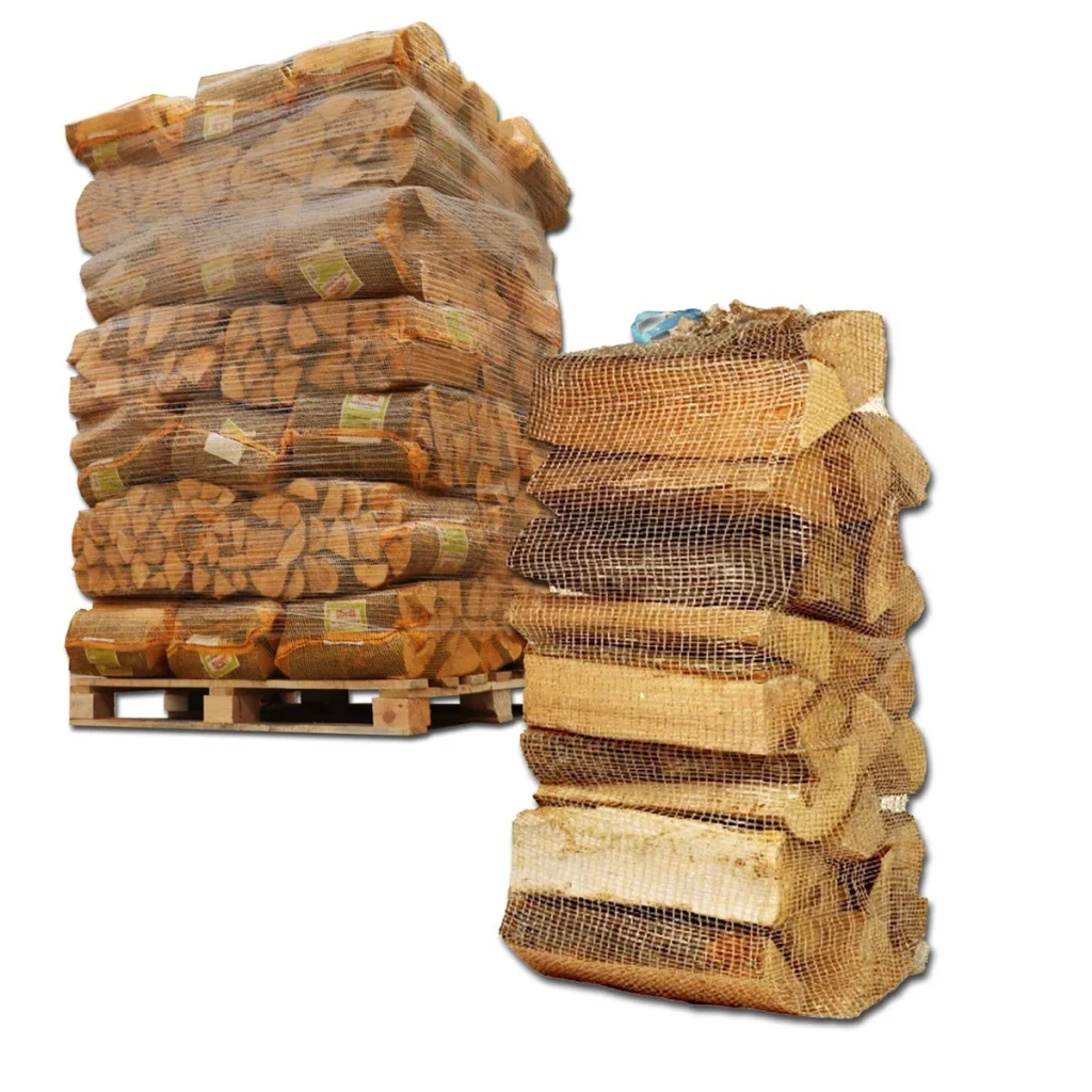 Filets de bûches sur palette avec filet au premier plan