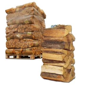 Filets de bûches sur palette avec filet au premier plan