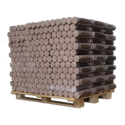 Palette de bûches densifiées cylindriques