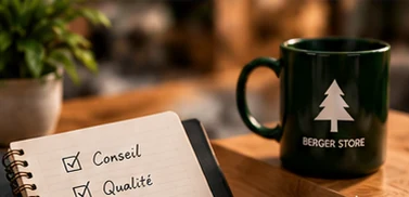 Carnet de notes et tasse sur une table
