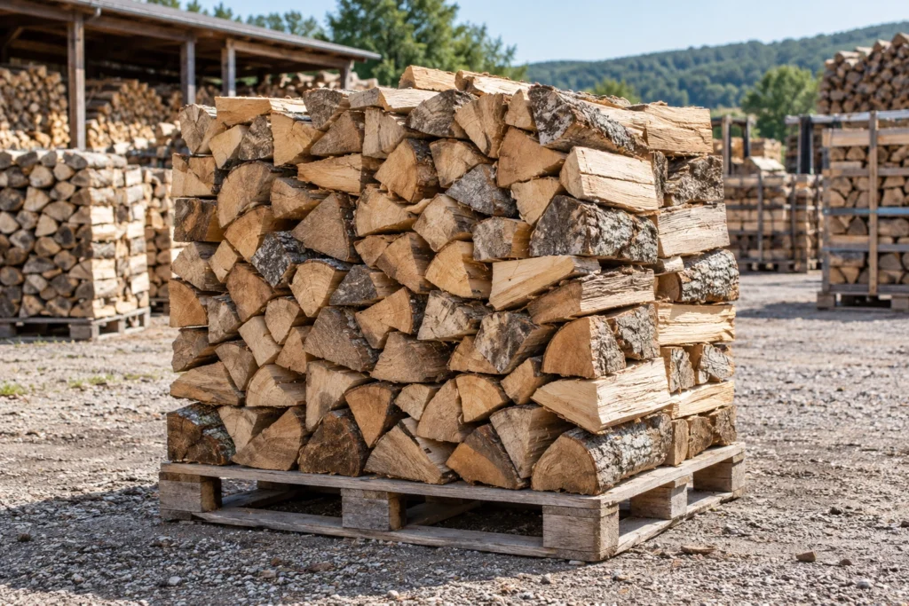 Bois de chauffage préparé sur palette pour la livraison — DENVA Forest