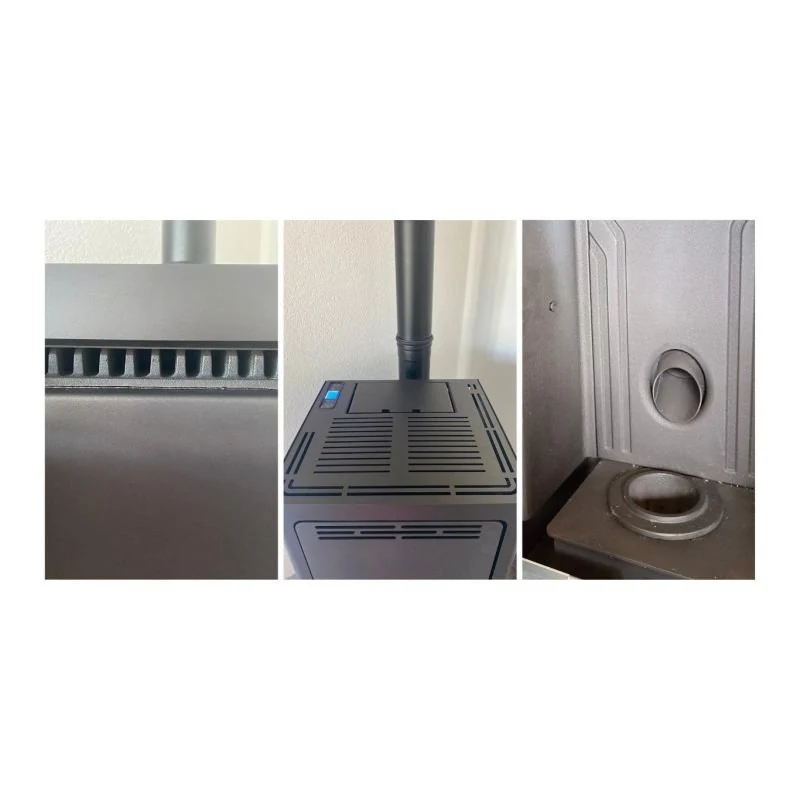 Plusieurs vues du poêle ou de son installation